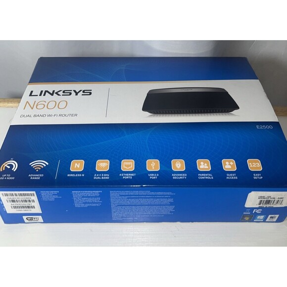 Linksys N600 E2500 Dual Band Wireless N 4-Port Wi-Fi Router E2500-NP - Picture 5 of 7
